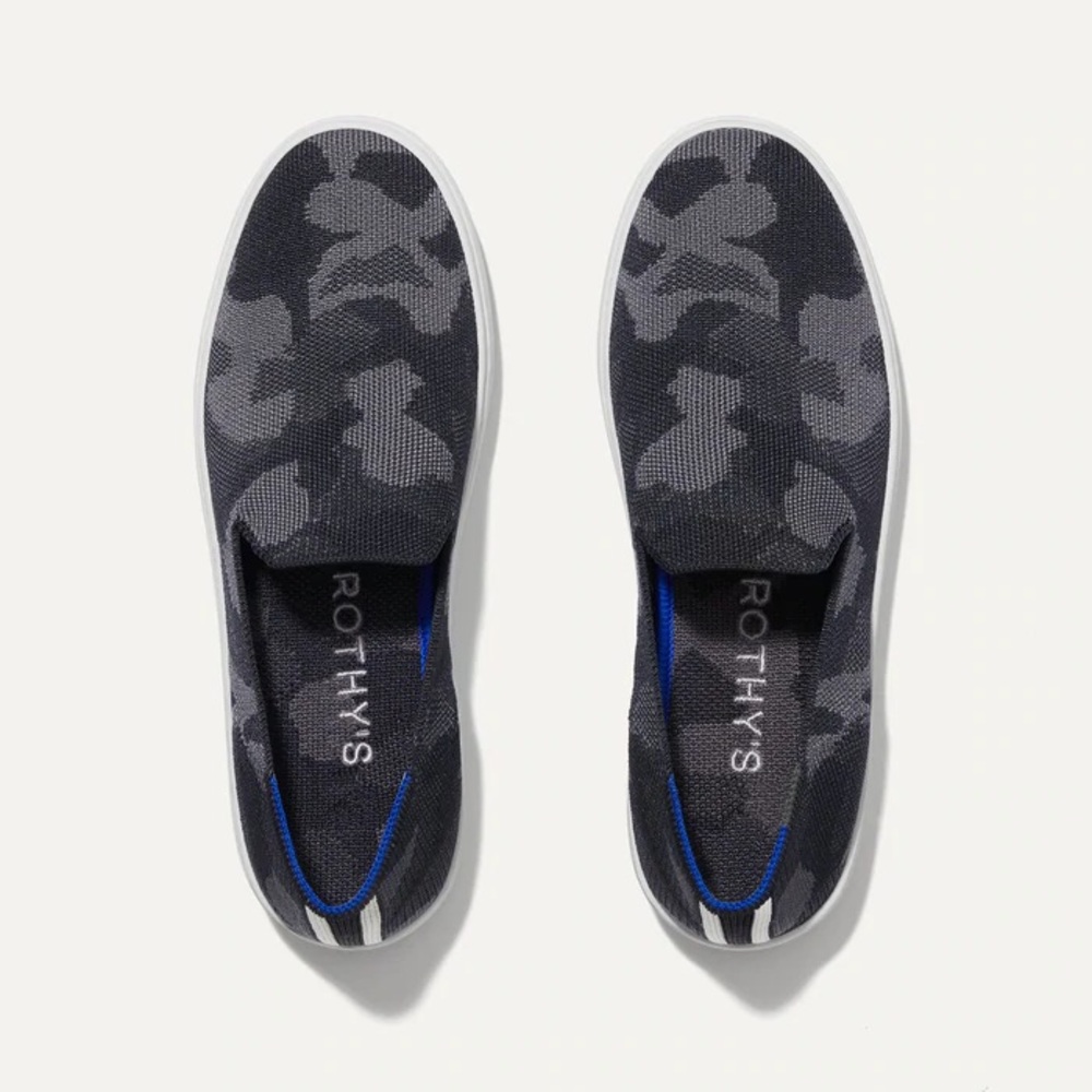 Rothy's Charcoal & Black Camo Slip-On Sneakers